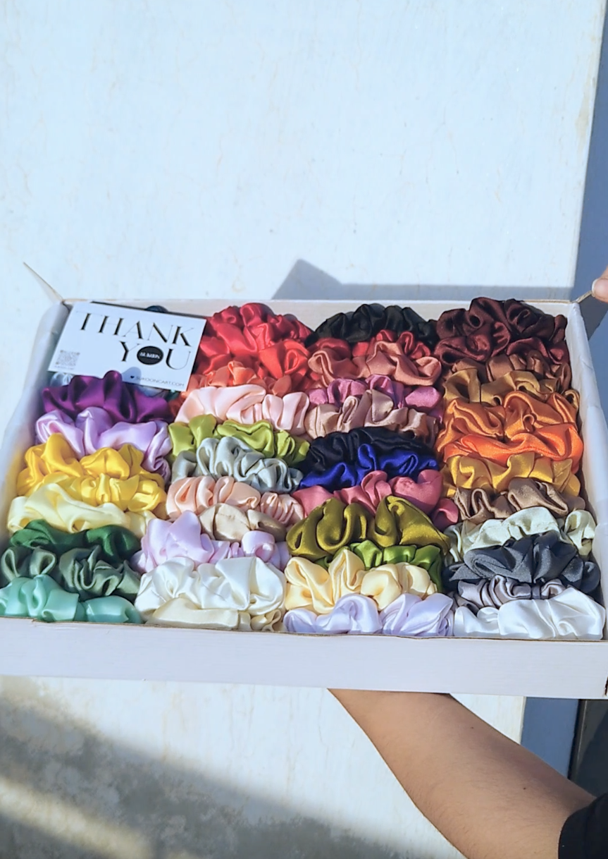 Box of 24 & 48 Handmade Silk Scrunchies
