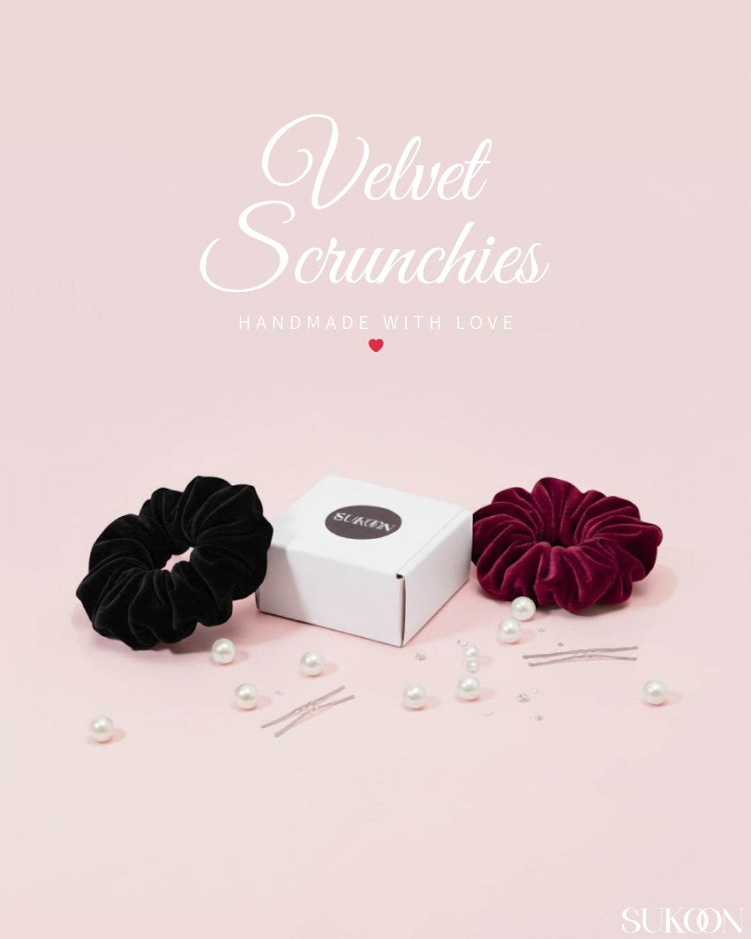 Box of Velvet Hair Scrunchies