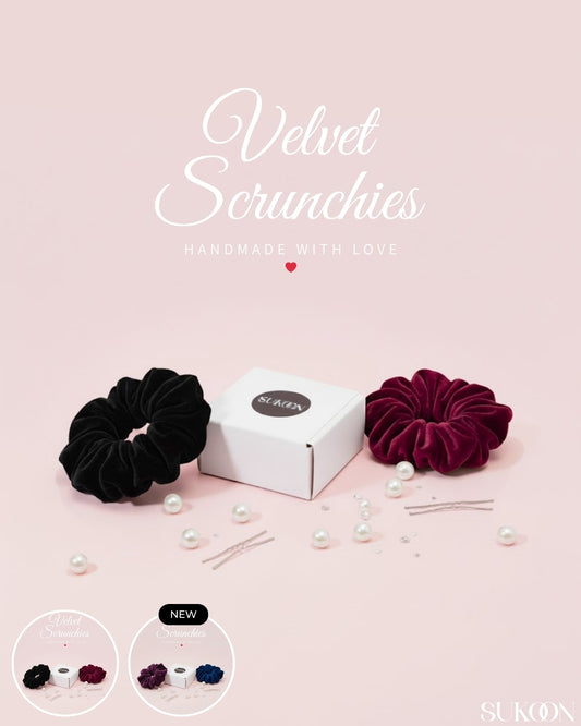 Box of Velvet Hair Scrunchies